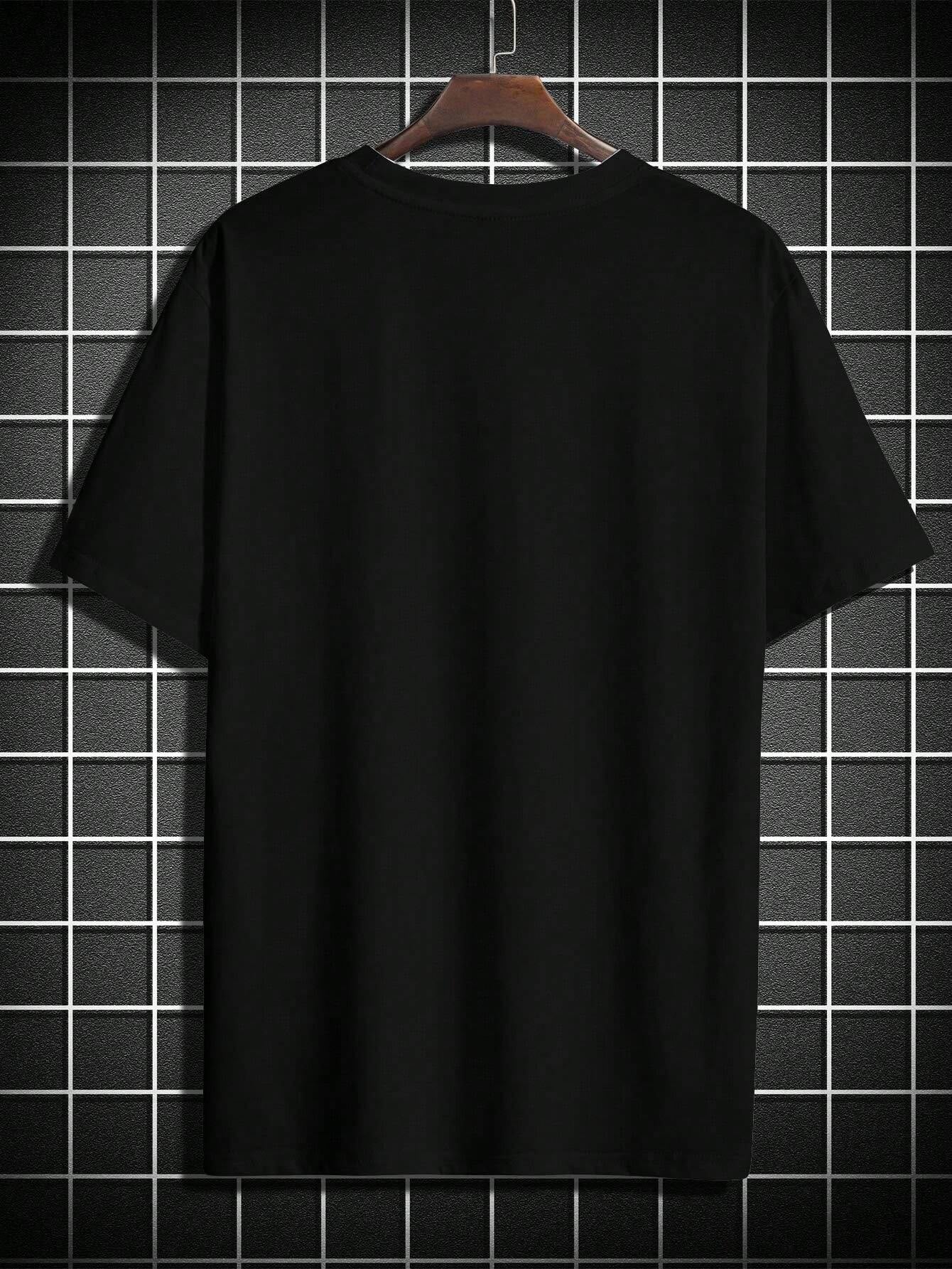 Manfinity Homme Men Casual Summer Cross & Slogan Graphic Printed Short Sleeve T-Shirt, for Friends